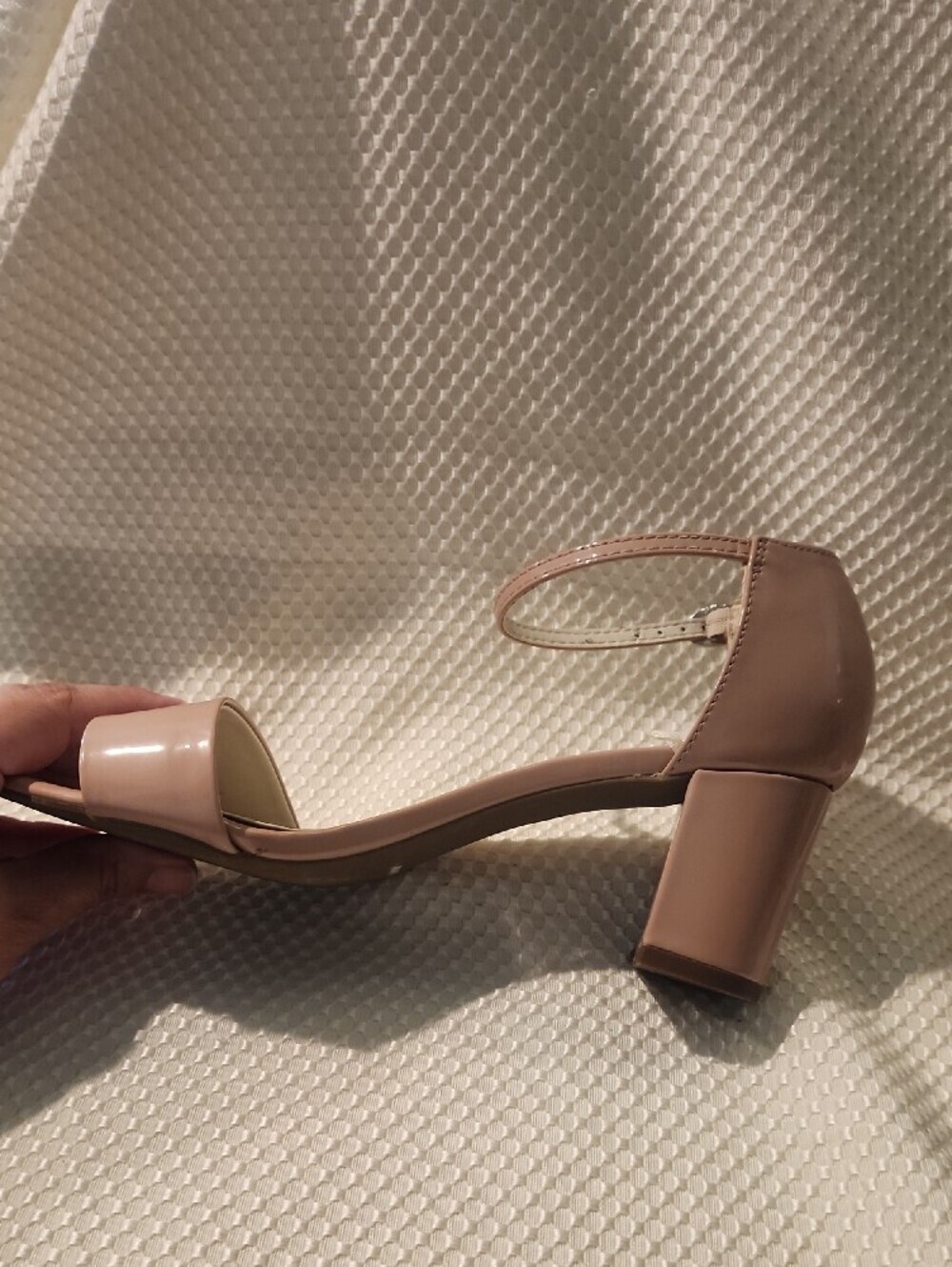 Anne Klein Blush Patent Ankle-Strap Block Heels - Picture 7 of 15